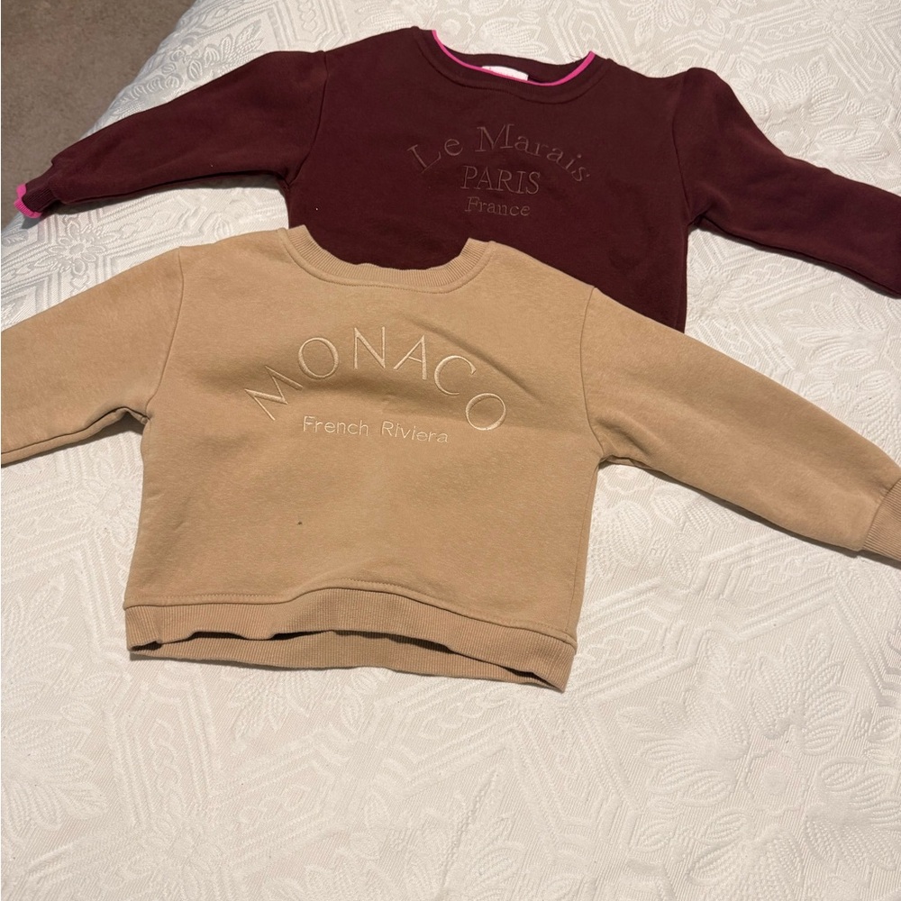 GB girls Tan and Burgundy crop top sweaters. USED!